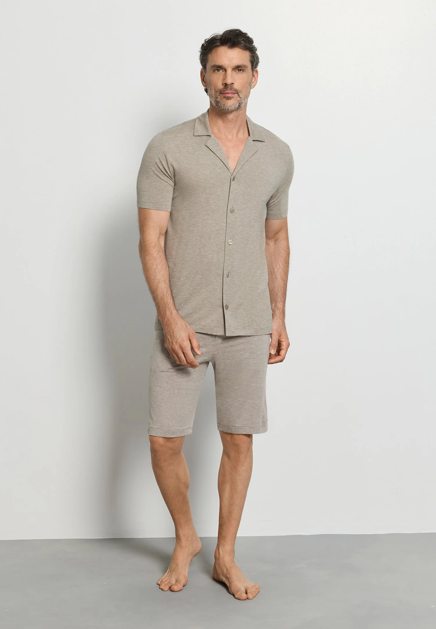 Casuals S/SLV Henley Shirt | hazelnut melange 075992-073115 - Image 6