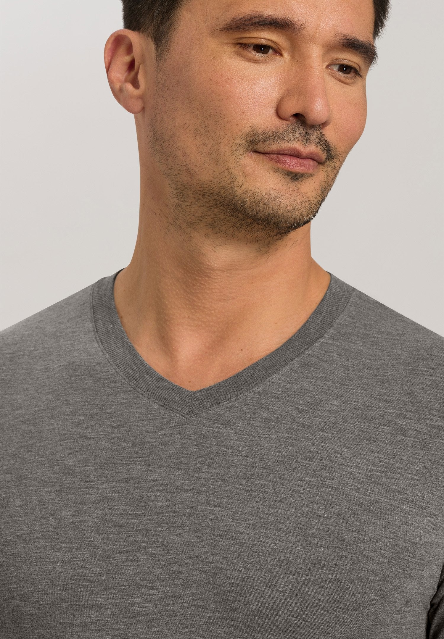 Casuals S/SLV Shirt V-Neck | stone melange 075035-071945 - Image 6