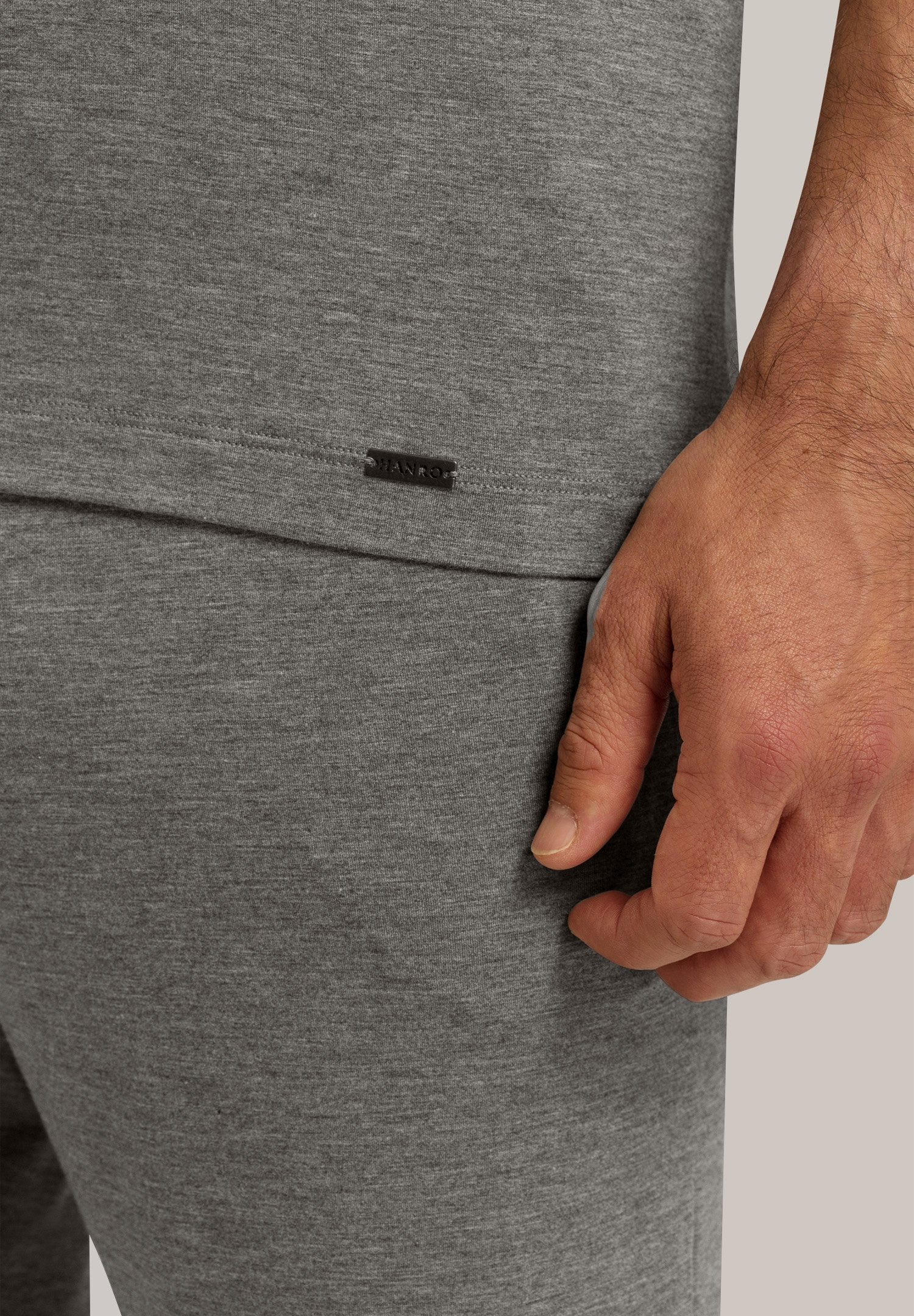 Casuals S/SLV Shirt V-Neck | stone melange 075035-071945 - Image 7